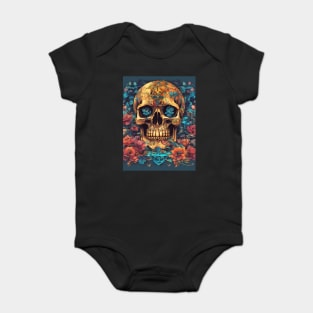Top Flowers Skull Samurai Baby Bodysuit